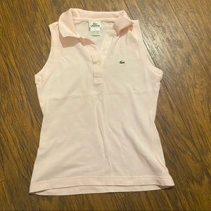 Lacoste Button Collar Sleeveless Top Baby Pink